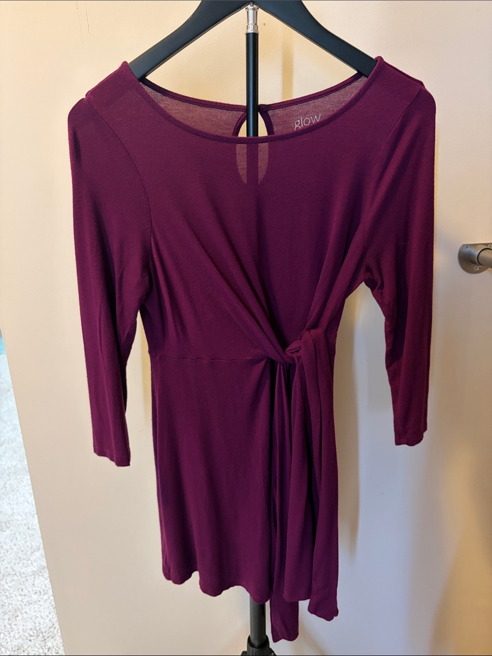 a:glow Deep Plum Twist-Front Long Sleeve Top